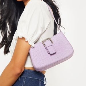 PrettyLittleThing Lilac Croc Shoulder Bag